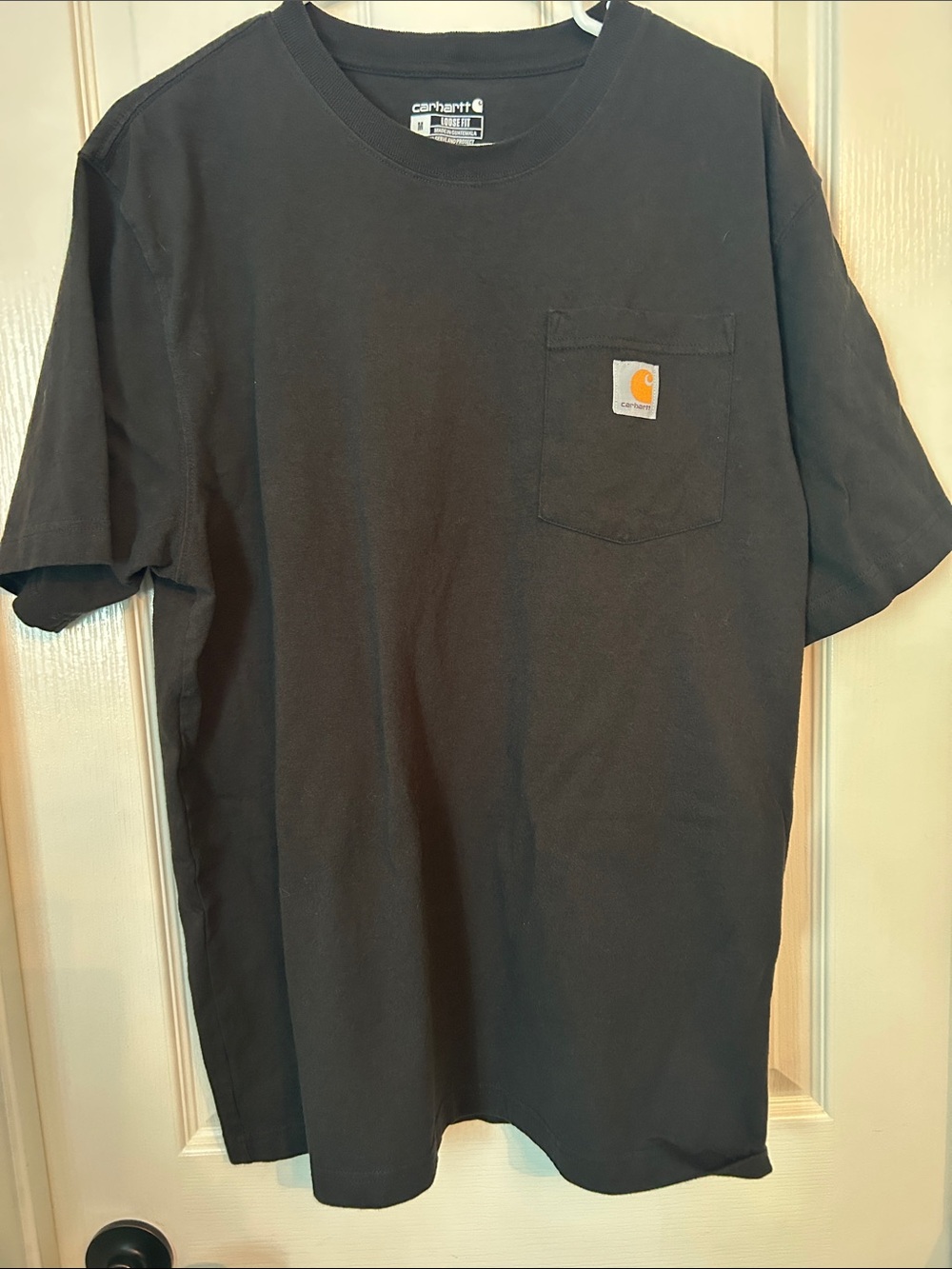 Carhartt Mens Loose Fit Black Short Sleeve T Shirt, size medium